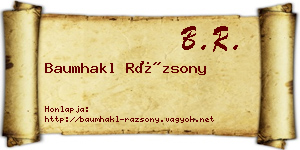 Baumhakl Rázsony névjegykártya